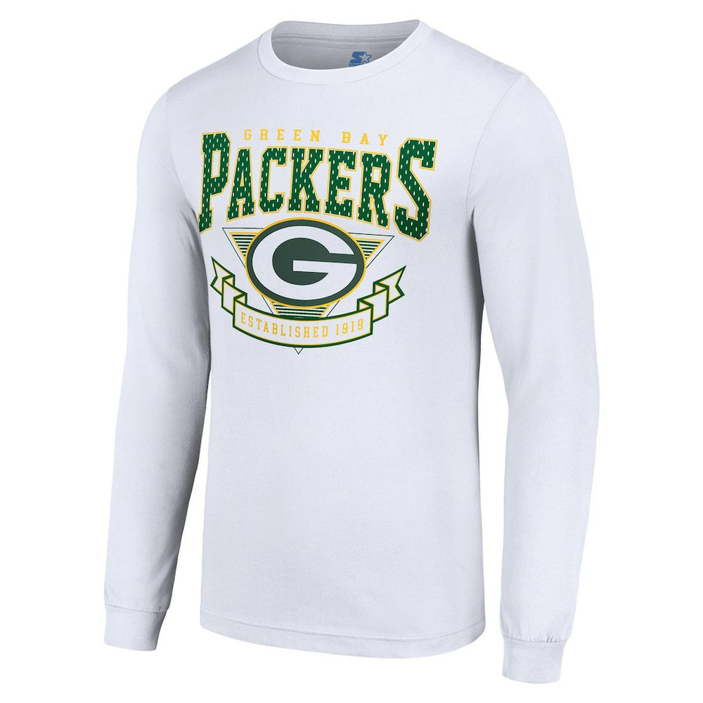 Green Bay Packers Starter '80s Inspired Team Logo Long Sleeve T-Shirt White | NFL