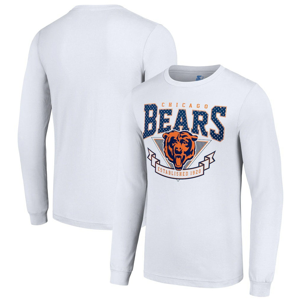 Chicago Bears Starter '80s Inspired Team Logo Long Sleeve T-Shirt White | NFL