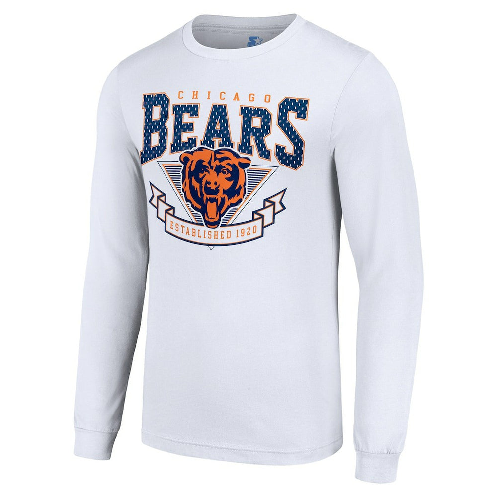 Chicago Bears Starter '80s Inspired Team Logo Long Sleeve T-Shirt White | NFL