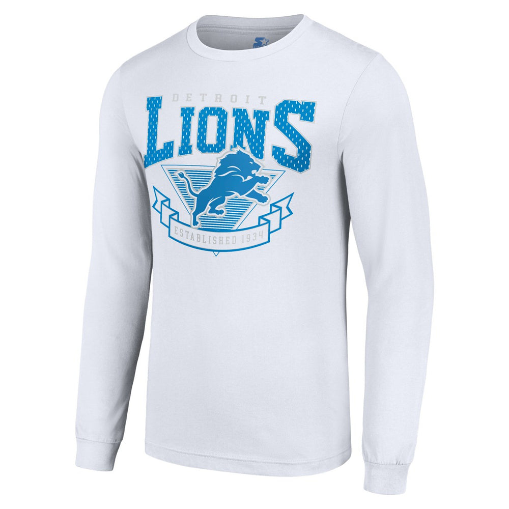 Detroit Lions Starter '80s Inspired Team Logo Long Sleeve T-Shirt White | NFL