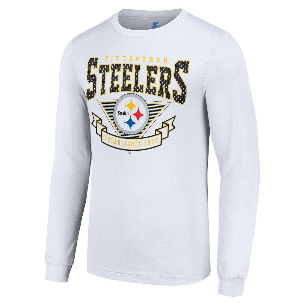 Pittsburgh Steelers Starter '80s Inspired Team Logo Long Sleeve T-Shirt White | NFL