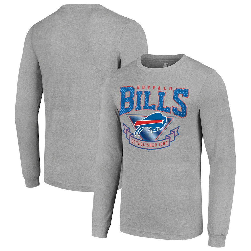 Buffalo Bills Starter '80s Inspired Team Logo Long Sleeve T-Shirt Heather Gray | NFL