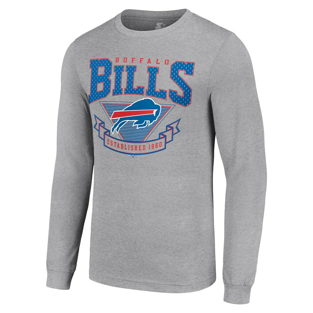 Buffalo Bills Starter '80s Inspired Team Logo Long Sleeve T-Shirt Heather Gray | NFL