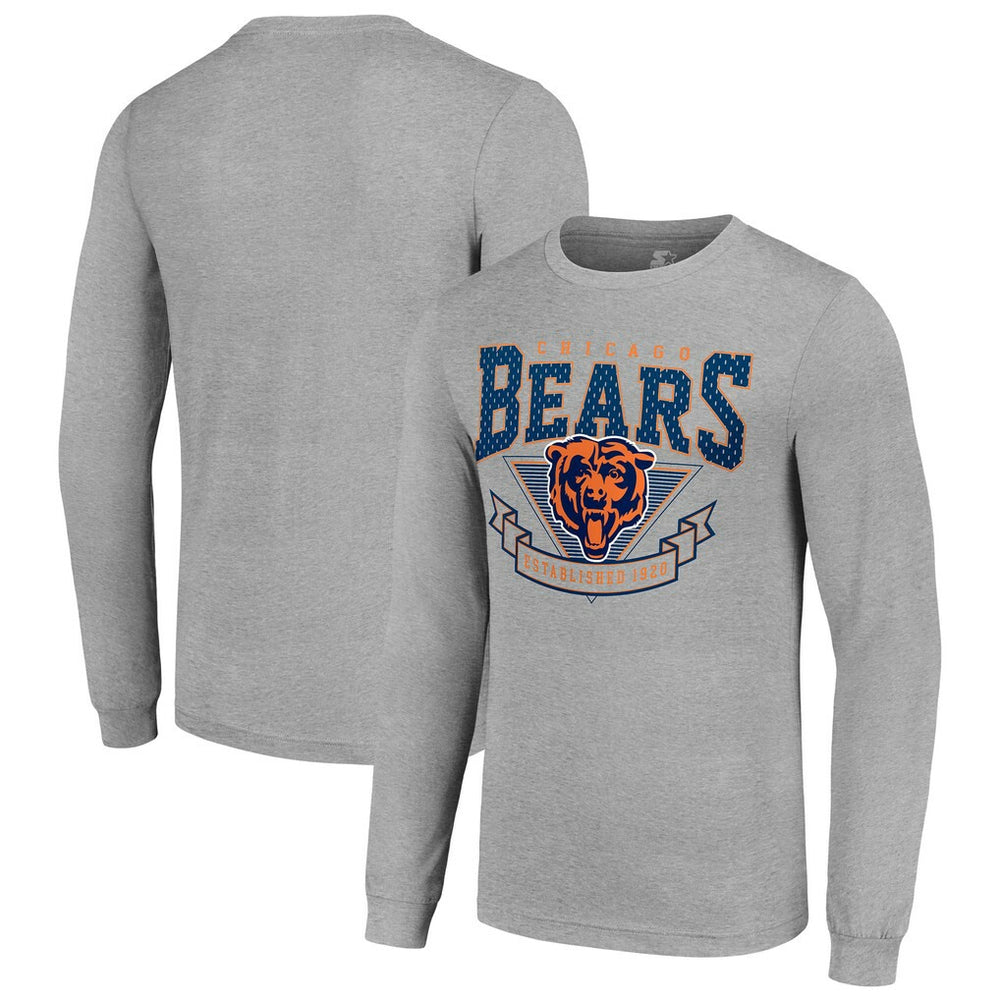 Chicago Bears Starter '80s Inspired Team Logo Long Sleeve T-Shirt Heather Gray | NFL