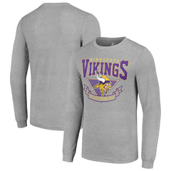Minnesota Vikings Starter '80s Inspired Team Logo Long Sleeve T-Shirt Heather Gray | NFL