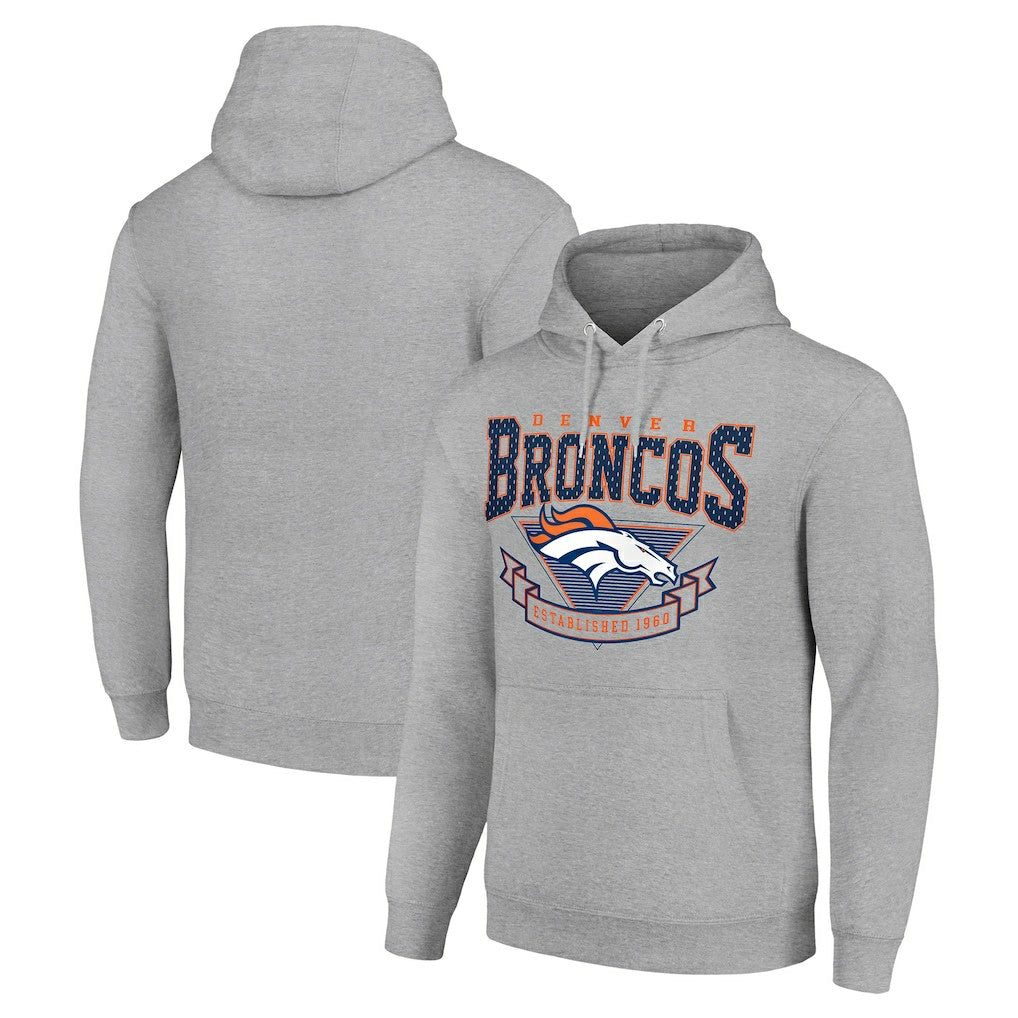 Denver Broncos Starter ‘80s Inspired Pullover Hoodie Heather Gray | NFL