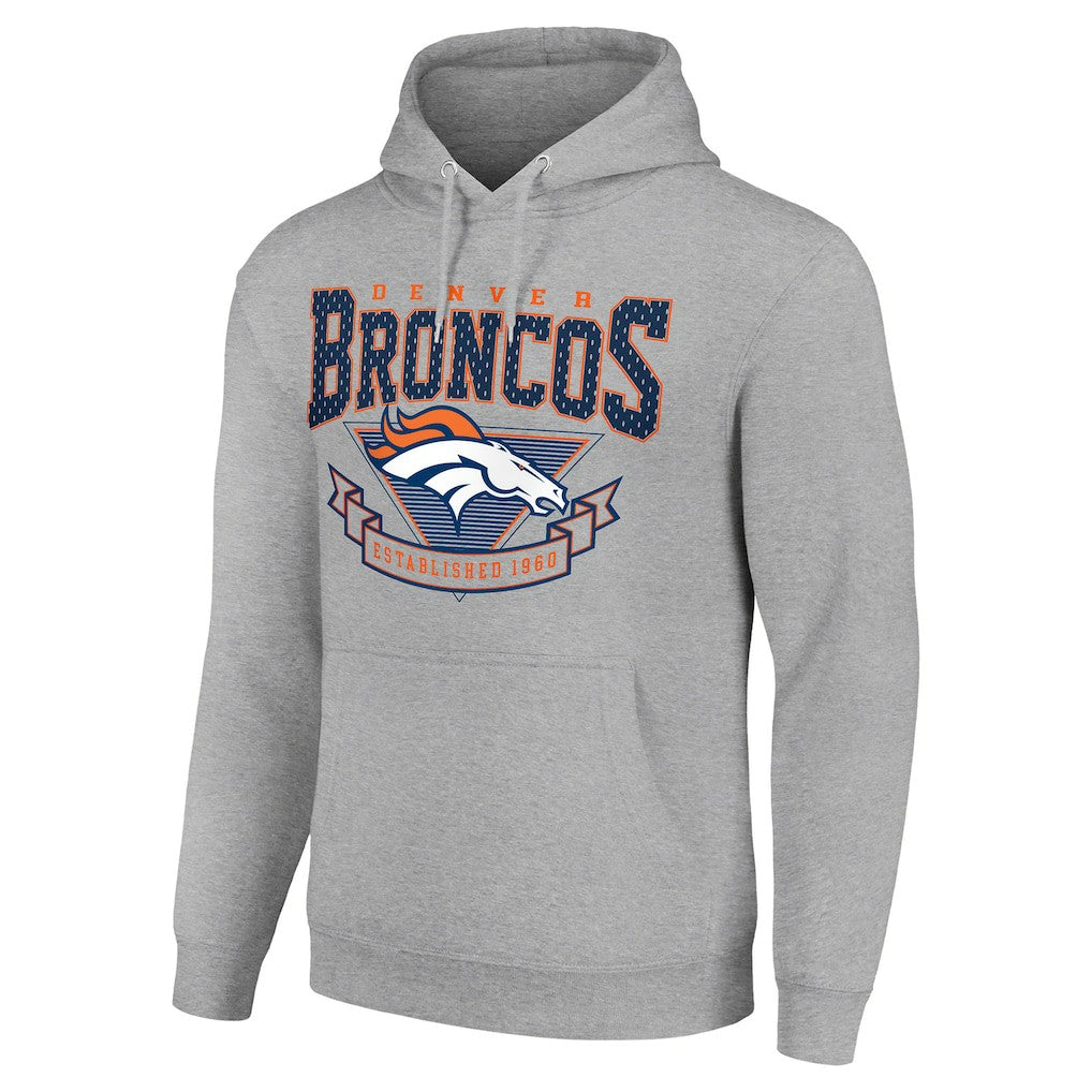 Denver Broncos Starter ‘80s Inspired Pullover Hoodie Heather Gray | NFL