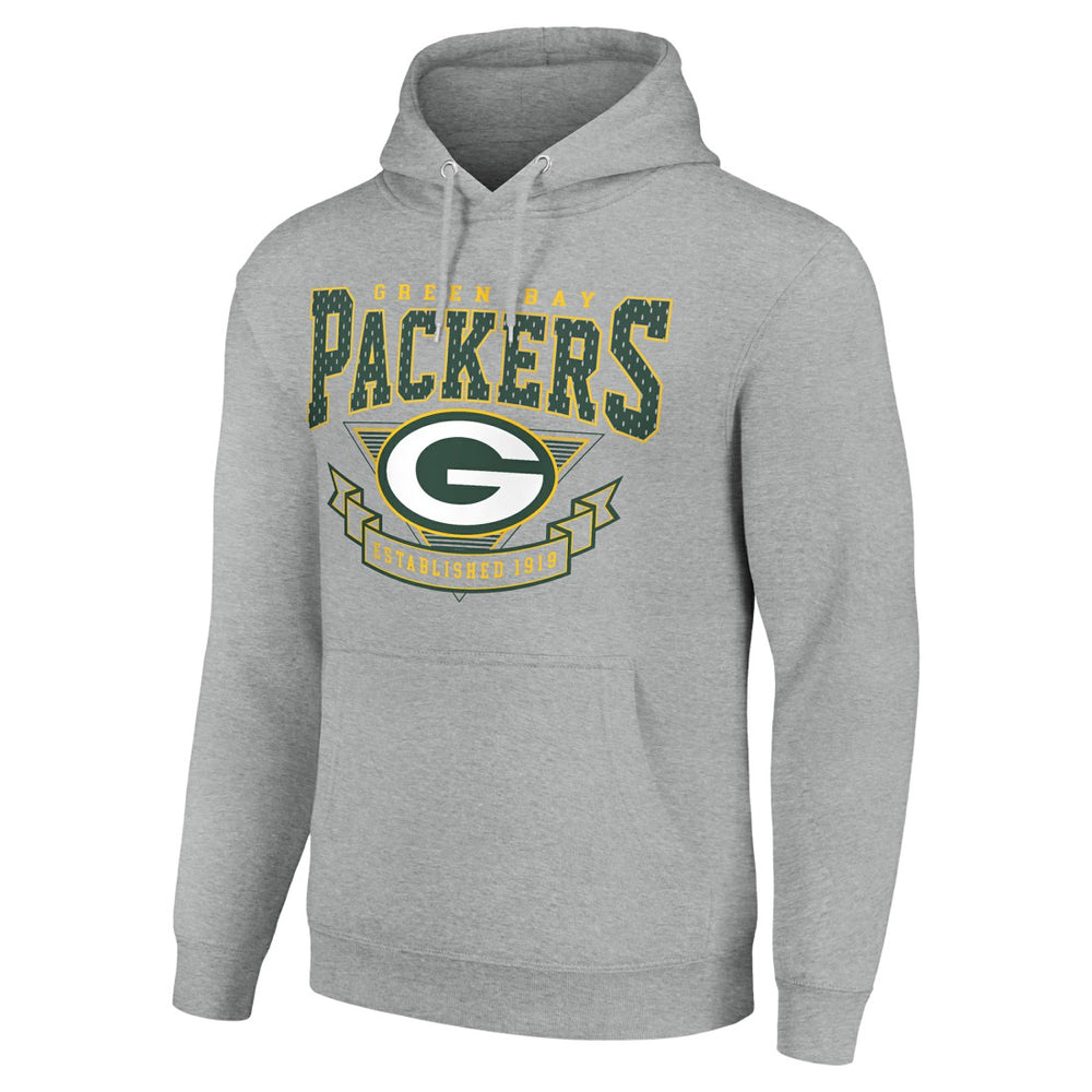 Green Bay Packers Starter ‘80s Inspired Pullover Hoodie Heather Gray | NFL