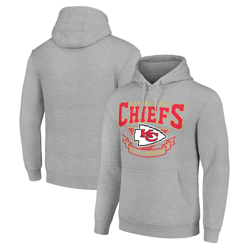 Kansas City Chiefs Starter ‘80s Inspired Pullover Hoodie Heather Gray | NFL
