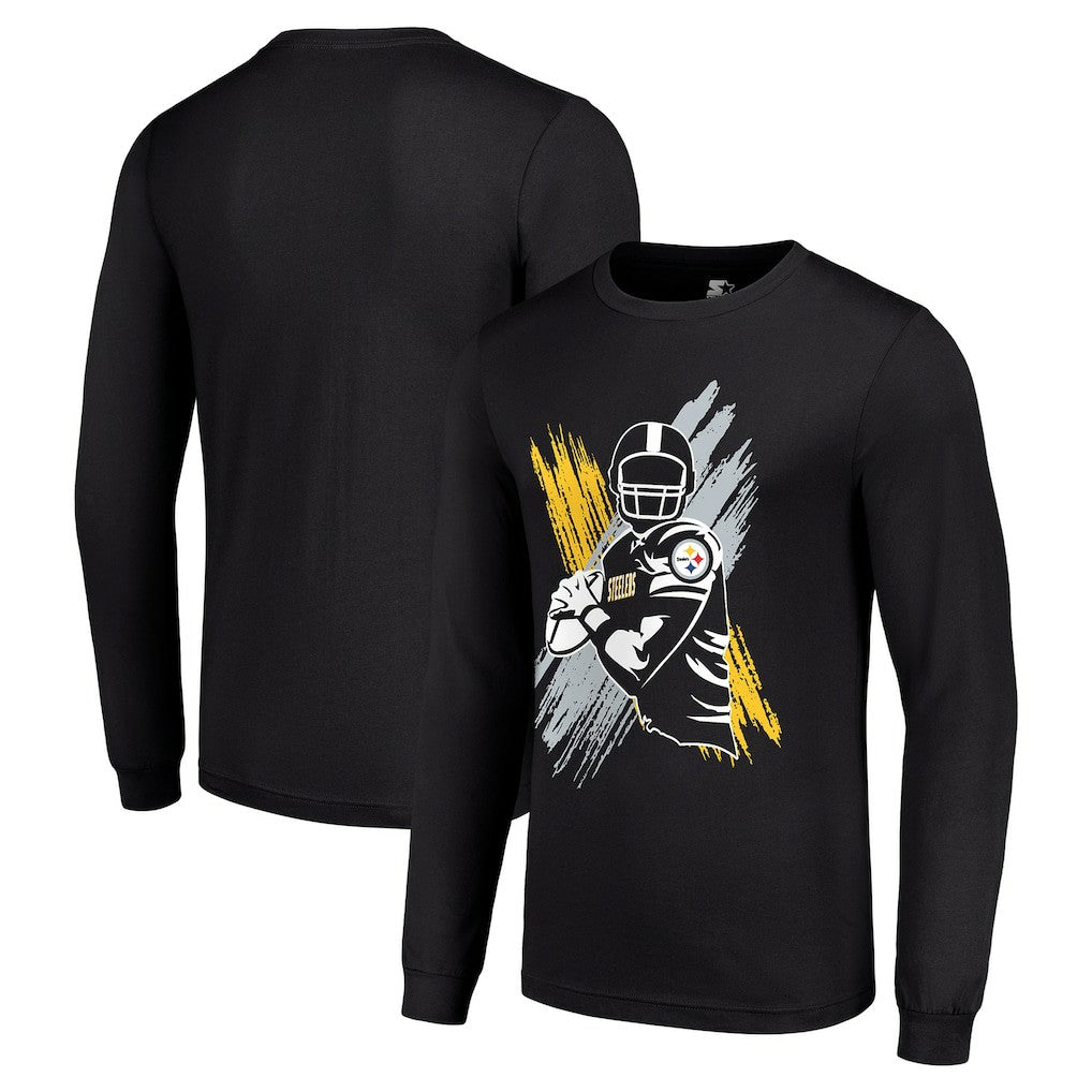 Pittsburgh Steelers Starter Player X Logo Graphic Long Sleeve T-Shirt Black | NFL