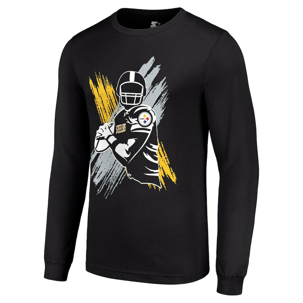 Pittsburgh Steelers Starter Player X Logo Graphic Long Sleeve T-Shirt Black | NFL