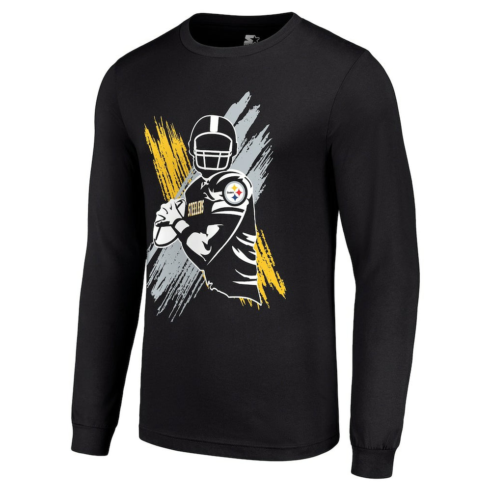 Pittsburgh Steelers Starter Player X Logo Graphic Long Sleeve T-Shirt Black | NFL