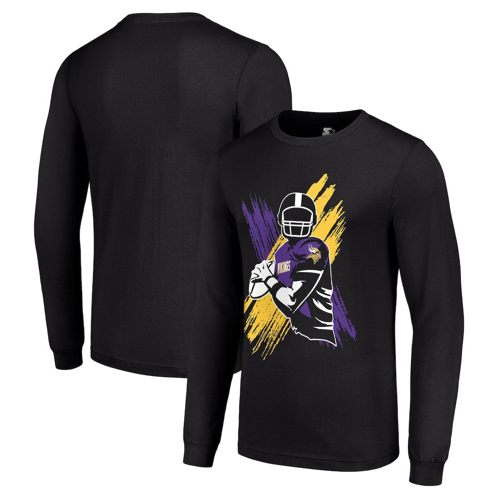 Minnesota Vikings Starter Player X Logo Graphic Long Sleeve T-Shirt Black | NFL