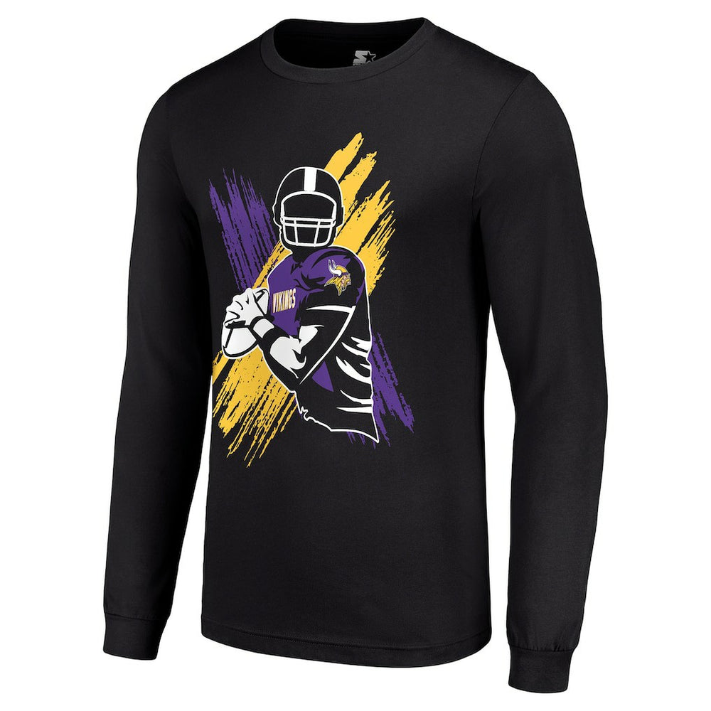 Minnesota Vikings Starter Player X Logo Graphic Long Sleeve T-Shirt Black | NFL