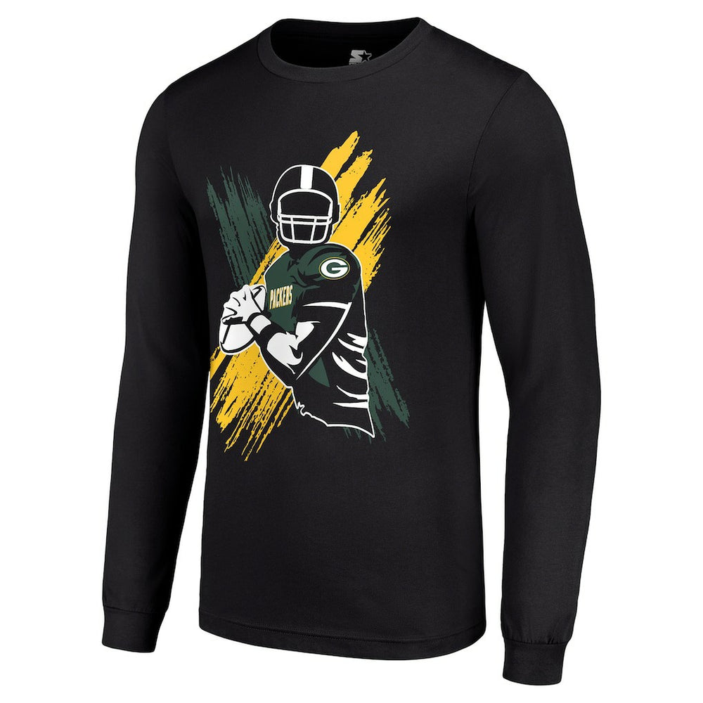 Green Bay Packers Starter Player X Logo Graphic Long Sleeve T-Shirt Black | NFL