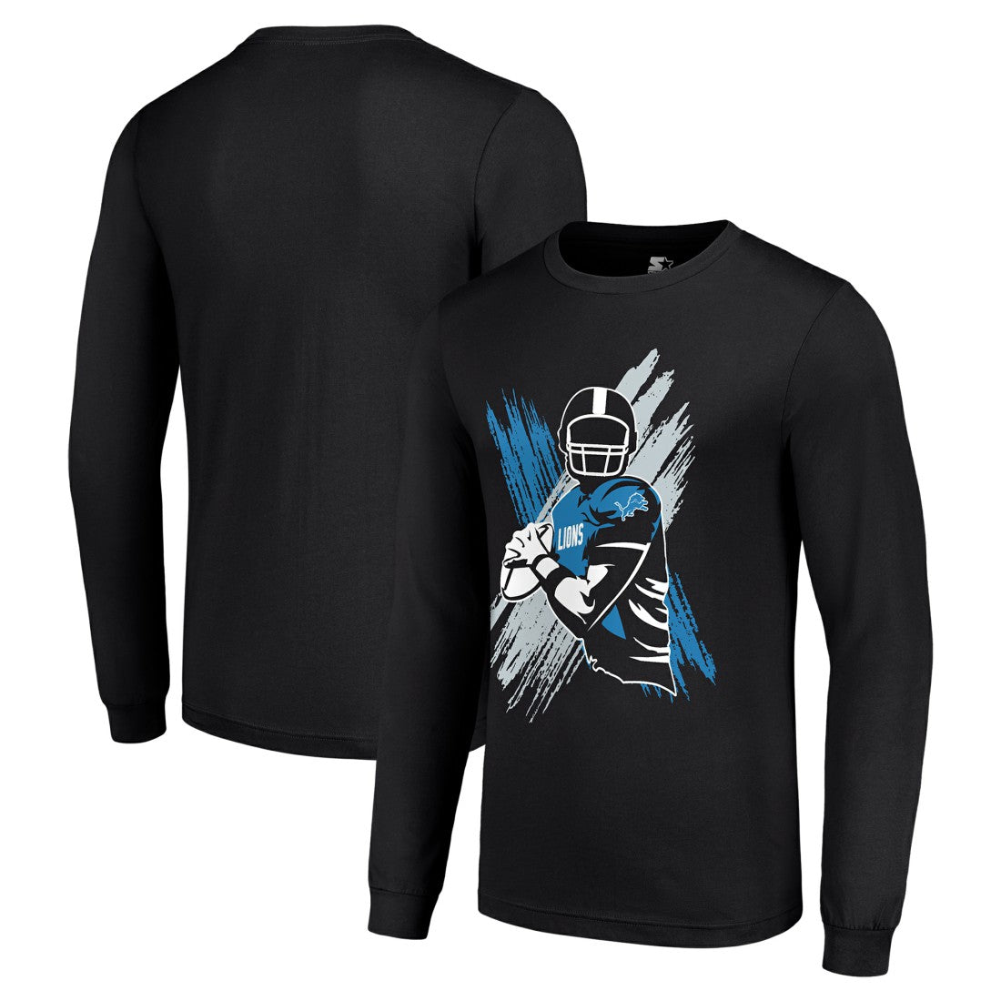 Detroit Lions Starter Player X Logo Graphic Long Sleeve T-Shirt Black | NFL