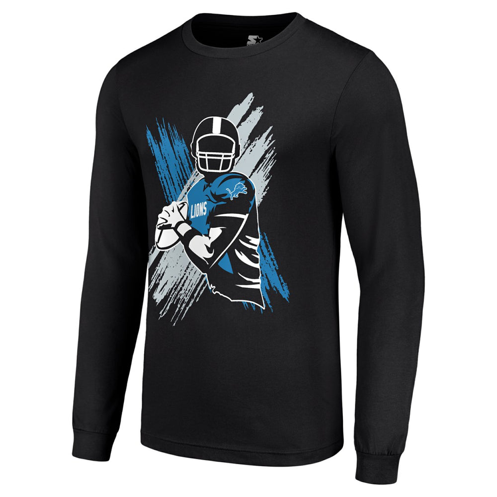 Detroit Lions Starter Player X Logo Graphic Long Sleeve T-Shirt Black | NFL