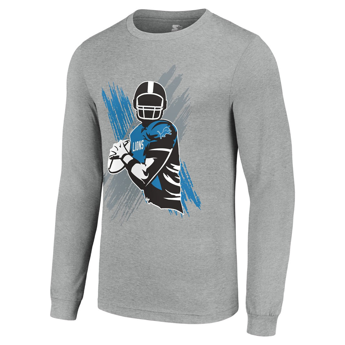 Detroit Lions Starter Player X Logo Graphic Long Sleeve T-Shirt Heather Gray | NFL