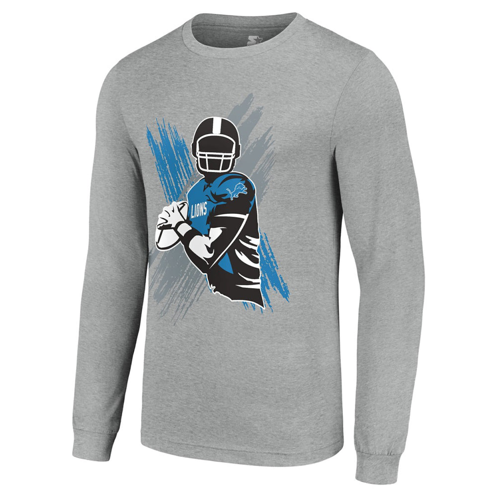 Detroit Lions Starter Player X Logo Graphic Long Sleeve T-Shirt Heather Gray | NFL