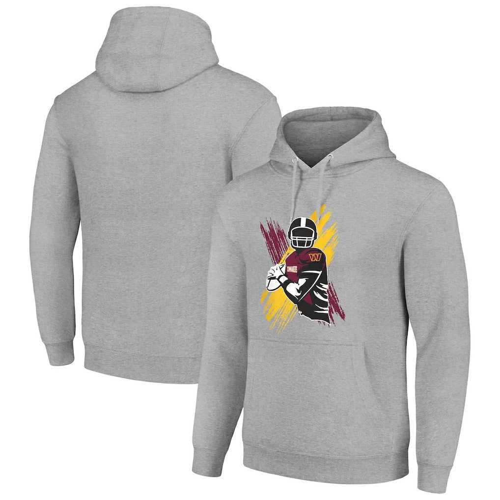 Washington Commanders Starter Player X Fleece Pullover Hoodie Heather Gray | NFL