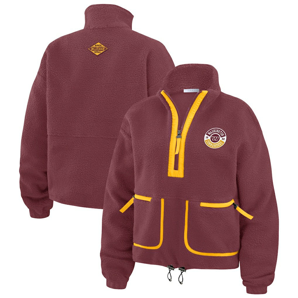 Washington Commanders WEAR by Erin Andrews Women's Polar Fleece Half-Zip Jacket Burgundy | NFL