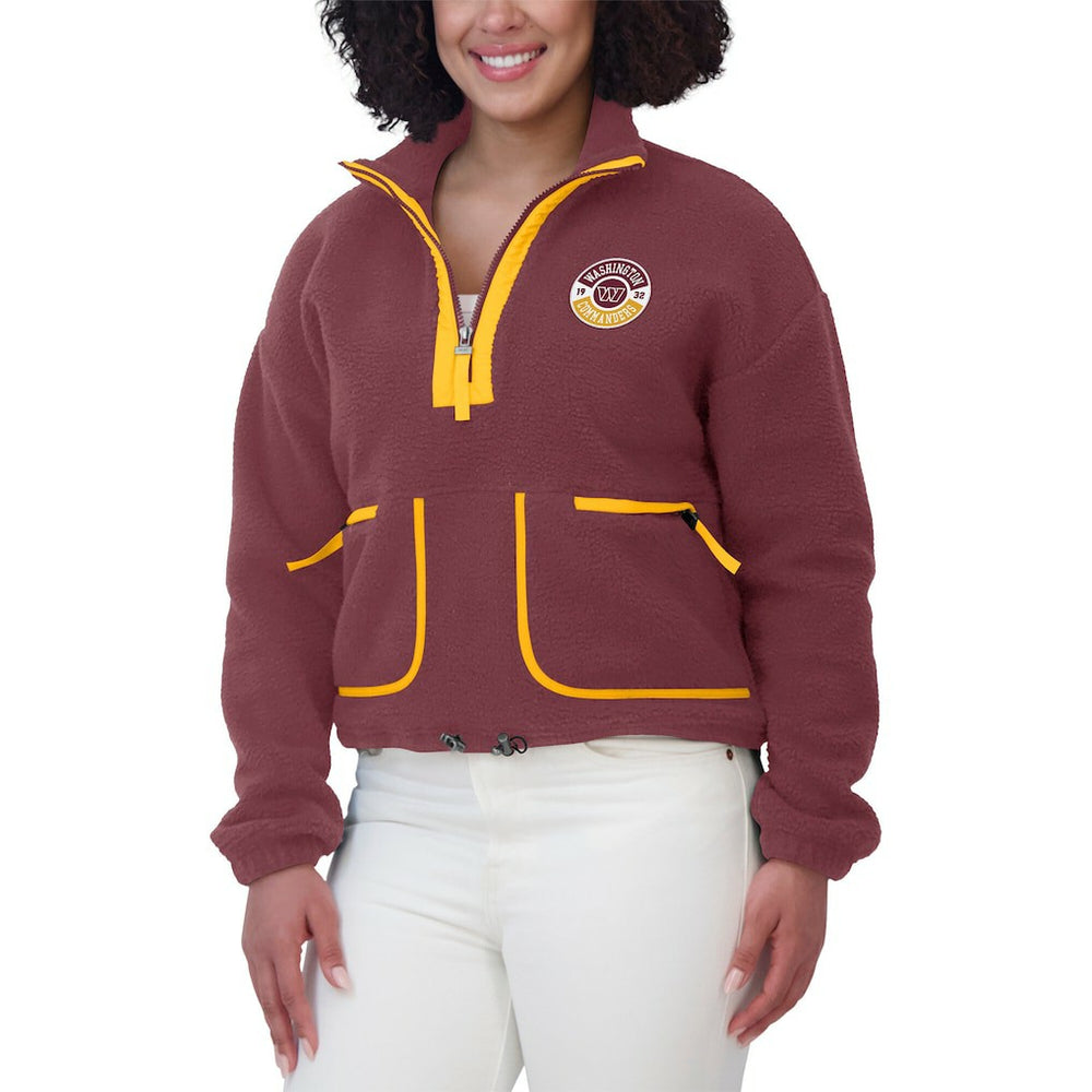 Washington Commanders WEAR by Erin Andrews Women's Polar Fleece Half-Zip Jacket Burgundy | NFL