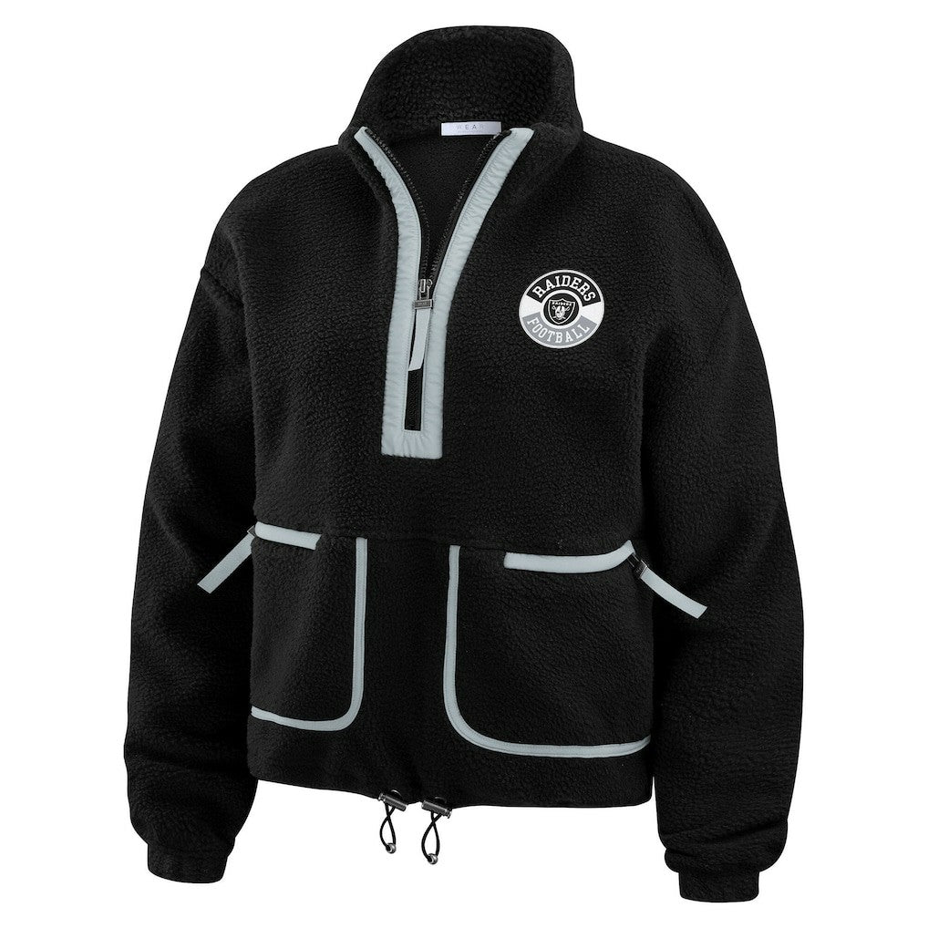 Las Vegas Raiders WEAR by Erin Andrews Women's Polar Fleece Half-Zip Jacket Black | NFL