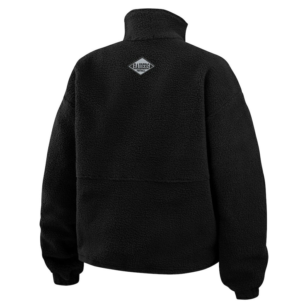 Las Vegas Raiders WEAR by Erin Andrews Women's Polar Fleece Half-Zip Jacket Black | NFL
