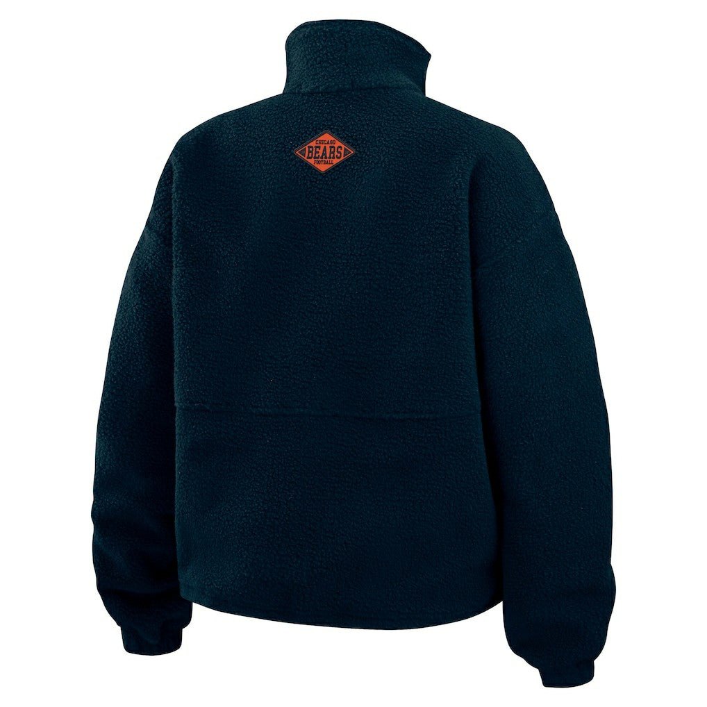 Chicago Bears WEAR by Erin Andrews Women's Polar Fleece Half-Zip Jacket Navy | NFL