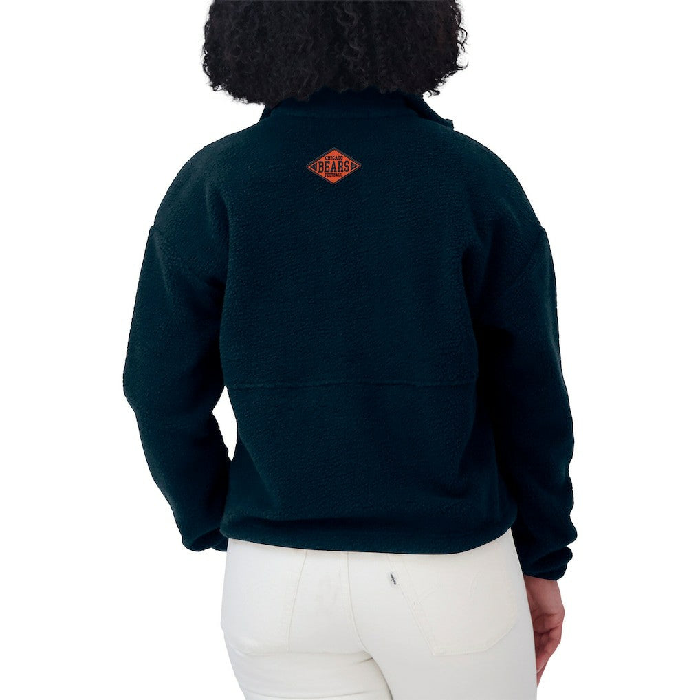 Chicago Bears WEAR by Erin Andrews Women's Polar Fleece Half-Zip Jacket Navy | NFL