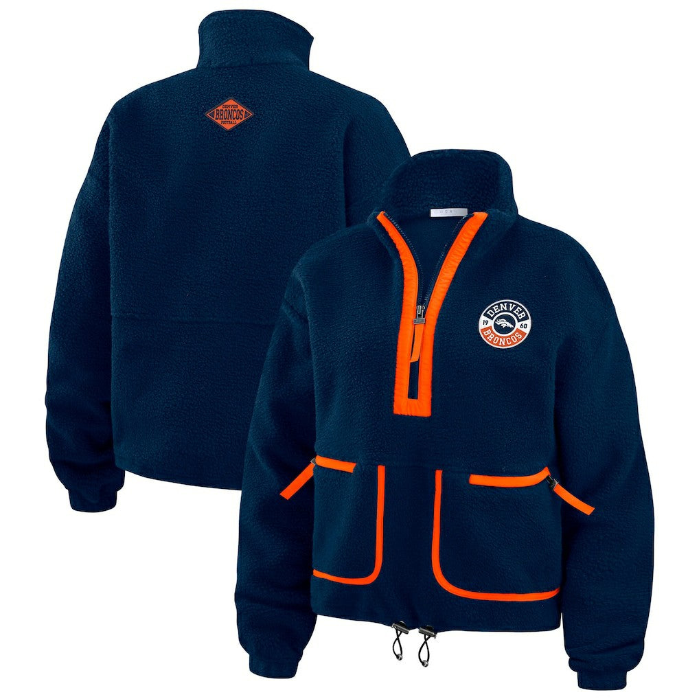 Denver Broncos WEAR by Erin Andrews Women's Polar Fleece Half-Zip Jacket Navy | NFL