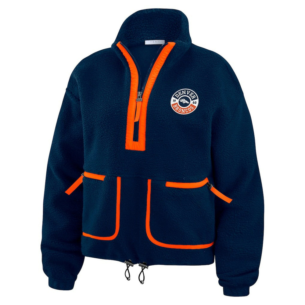 Denver Broncos WEAR by Erin Andrews Women's Polar Fleece Half-Zip Jacket Navy | NFL