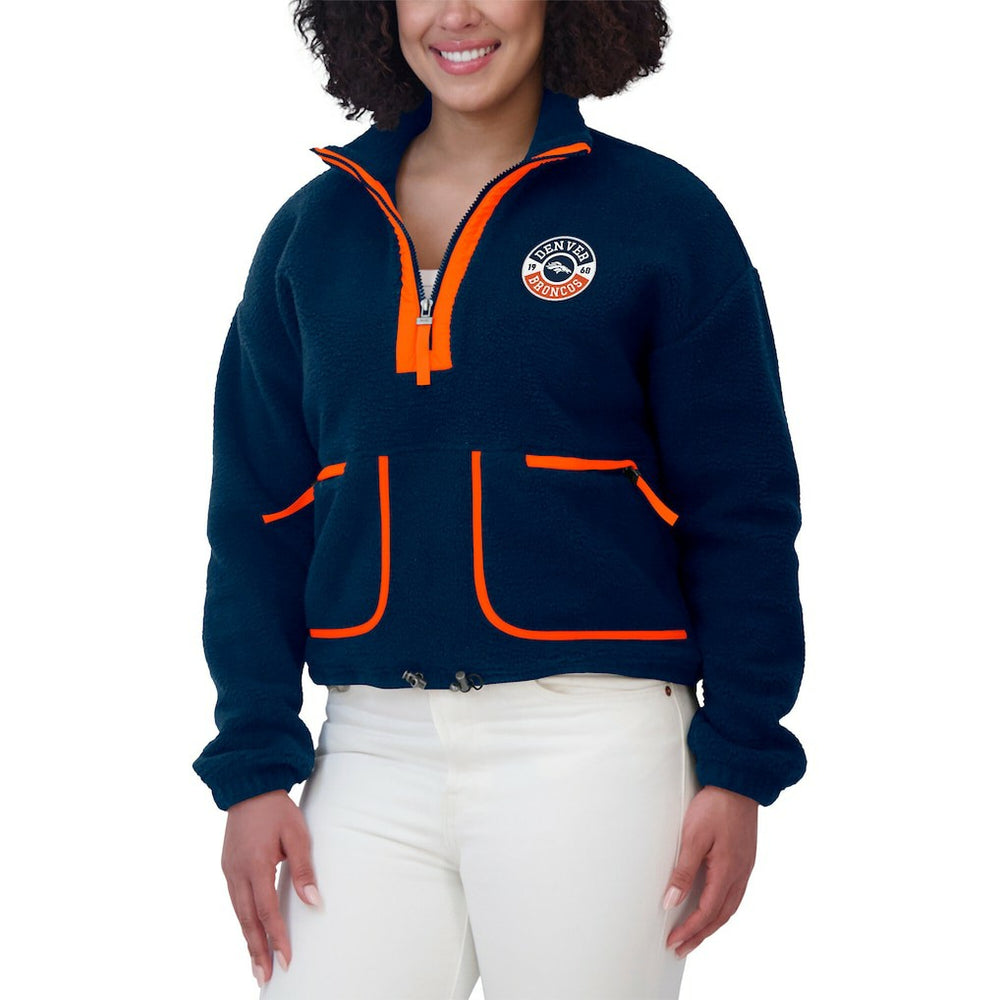 Denver Broncos WEAR by Erin Andrews Women's Polar Fleece Half-Zip Jacket Navy | NFL