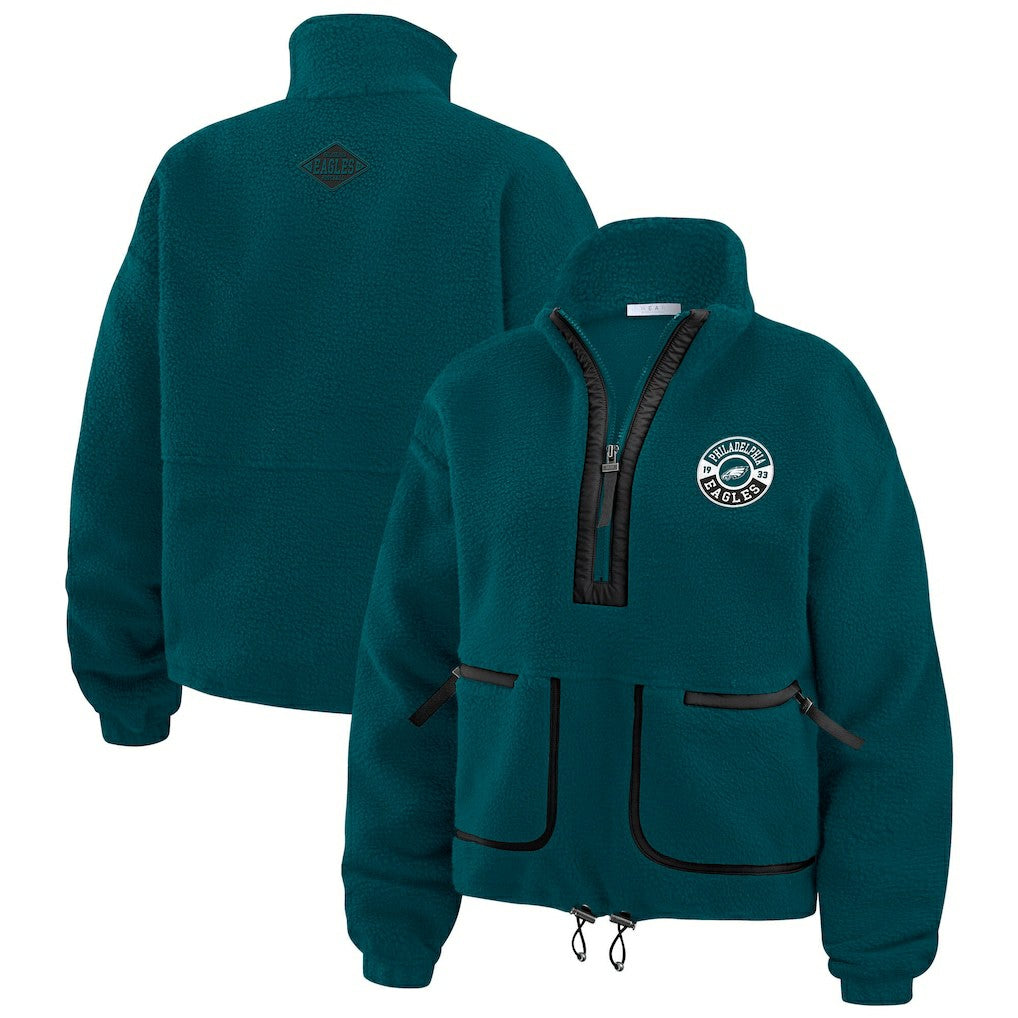 Philadelphia Eagles WEAR by Erin Andrews Women's Polar Fleece Half-Zip Jacket Midnight Green | NFL