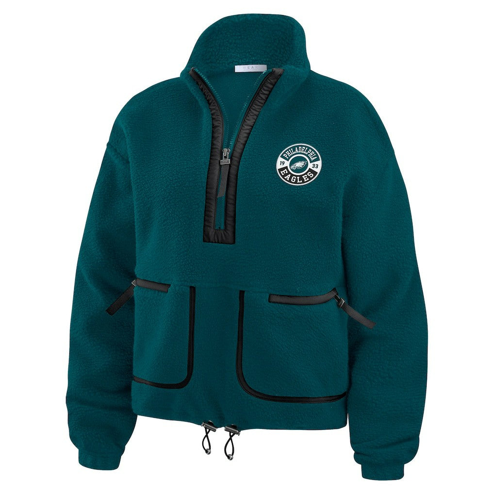 Philadelphia Eagles WEAR by Erin Andrews Women's Polar Fleece Half-Zip Jacket Midnight Green | NFL