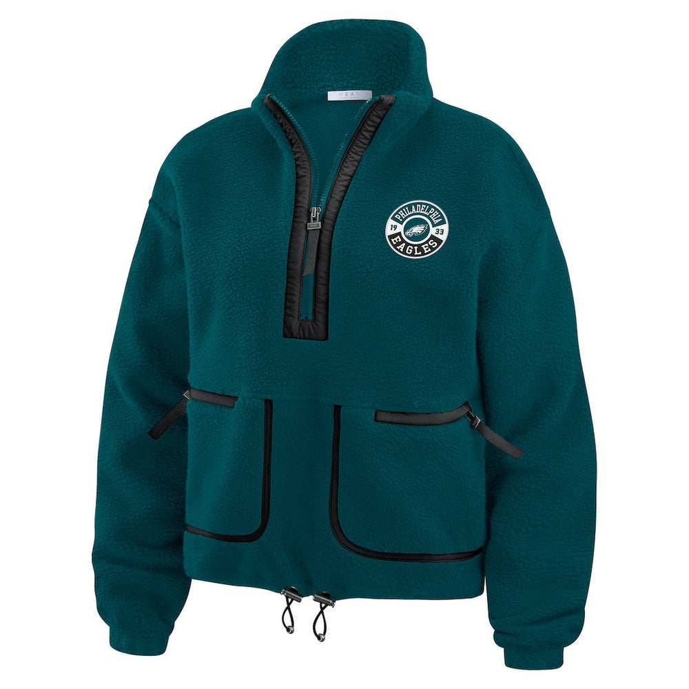 Philadelphia Eagles WEAR by Erin Andrews Women's Polar Fleece Half-Zip Jacket Midnight Green | NFL