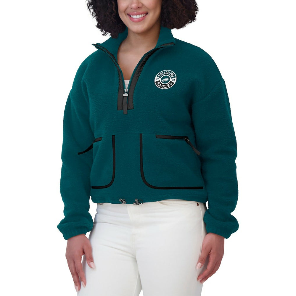 Philadelphia Eagles WEAR by Erin Andrews Women's Polar Fleece Half-Zip Jacket Midnight Green | NFL