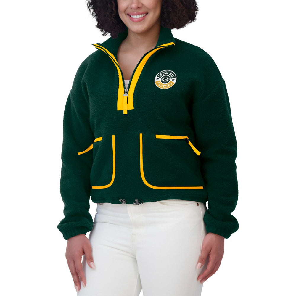 Green Bay Packers WEAR by Erin Andrews Women's Polar Fleece Half-Zip Jacket Green | NFL