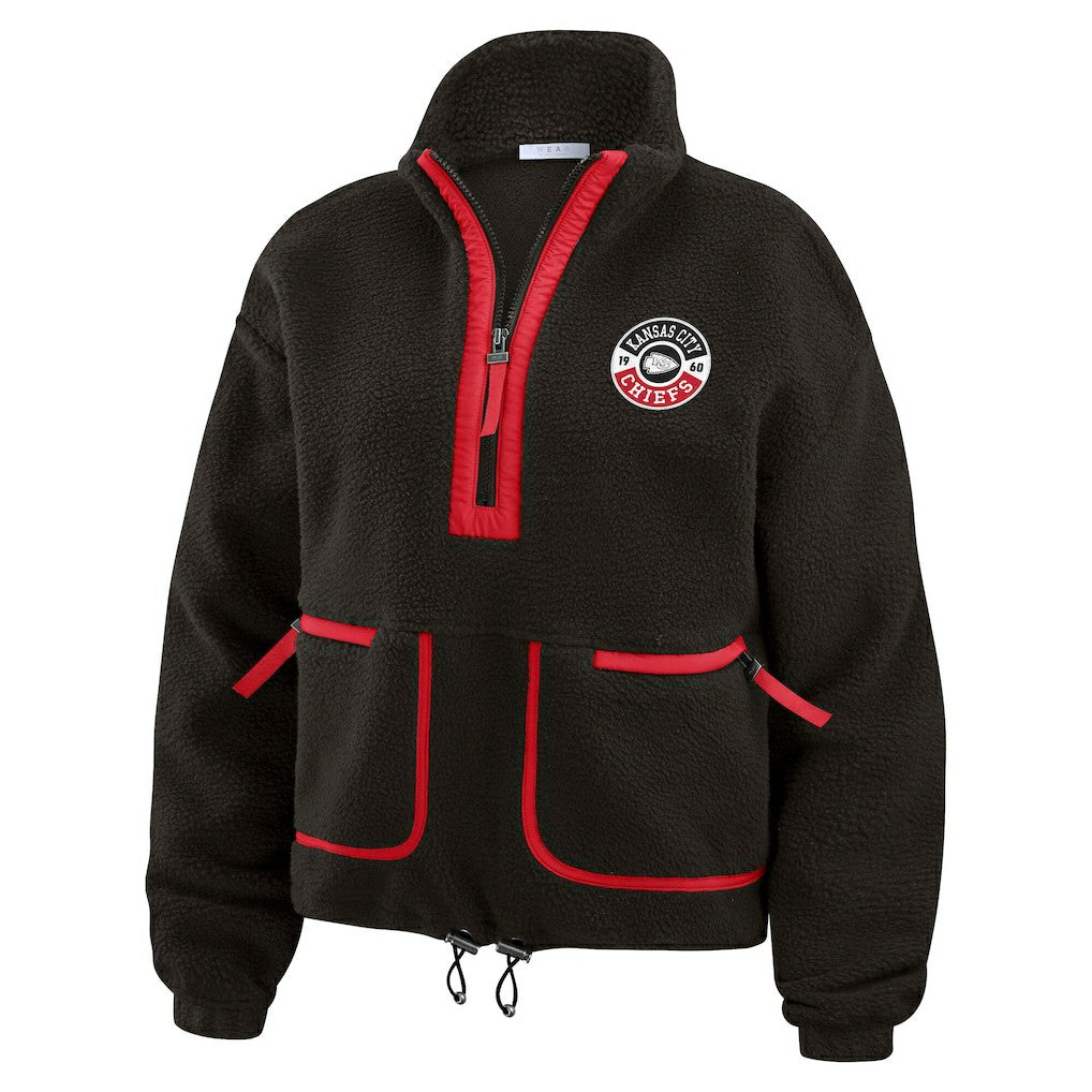 Kansas City Chiefs WEAR by Erin Andrews Women's Polar Fleece Half-Zip Jacket Black | NFL