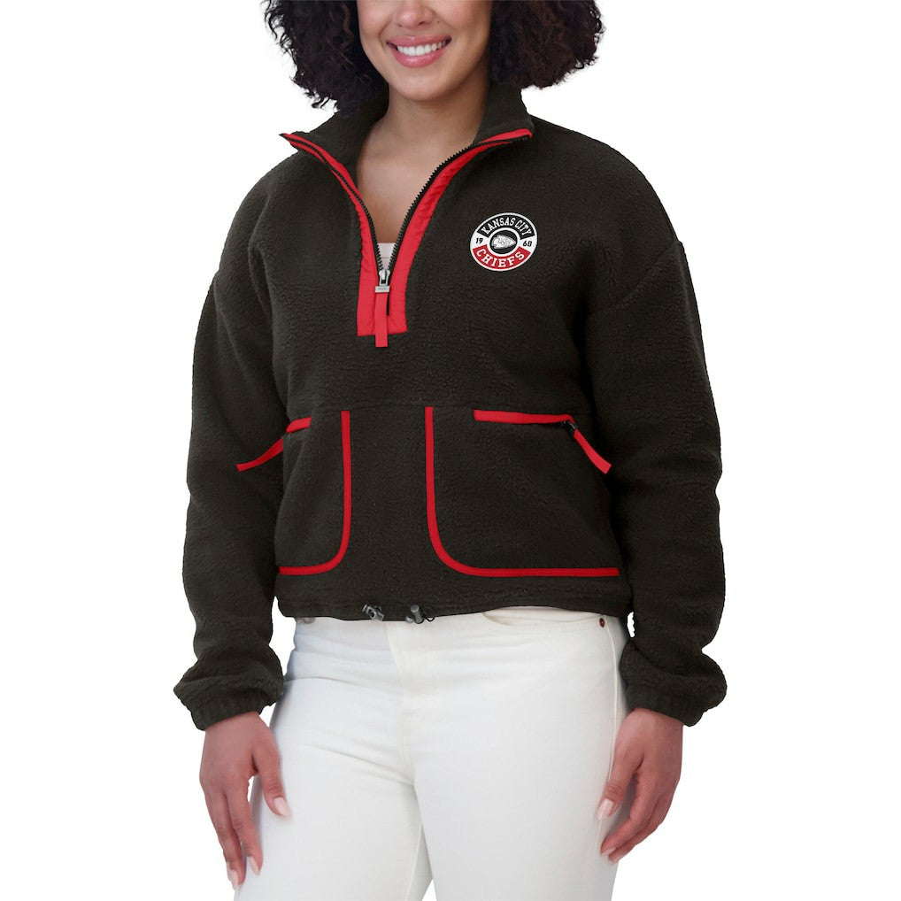 Kansas City Chiefs WEAR by Erin Andrews Women's Polar Fleece Half-Zip Jacket Black | NFL