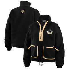 New Orleans Saints WEAR by Erin Andrews Women's Polar Fleece Half-Zip Jacket Black | NFL