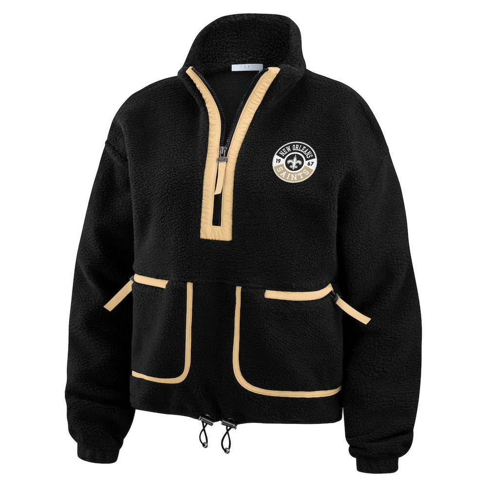 New Orleans Saints WEAR by Erin Andrews Women's Polar Fleece Half-Zip Jacket Black | NFL