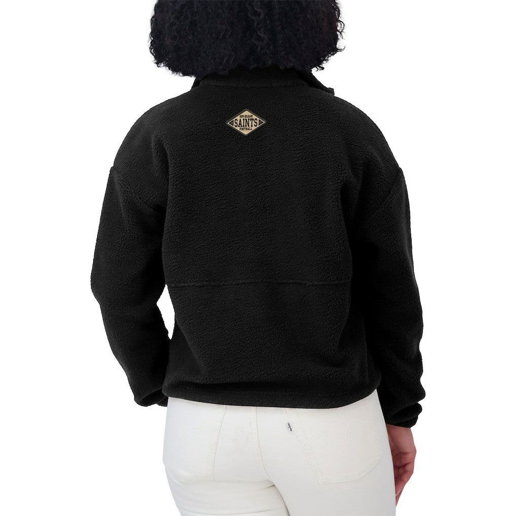 New Orleans Saints WEAR by Erin Andrews Women's Polar Fleece Half-Zip Jacket Black | NFL