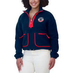 New England Patriots WEAR by Erin Andrews Women's Polar Fleece Half-Zip Jacket Navy | NFL