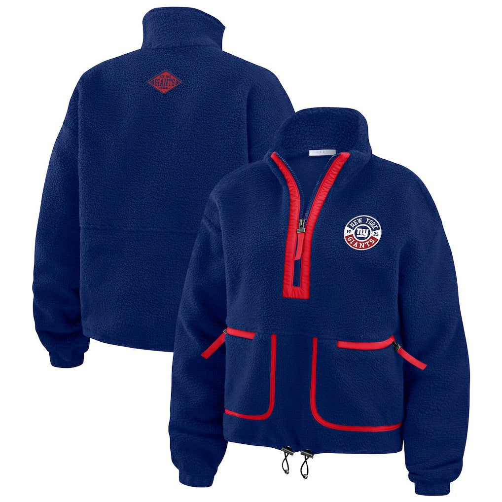 New York Giants WEAR by Erin Andrews Women's Polar Fleece Half-Zip Jacket Royal | NFL