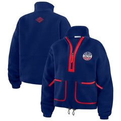 New York Giants WEAR by Erin Andrews Women's Polar Fleece Half-Zip Jacket Royal | NFL