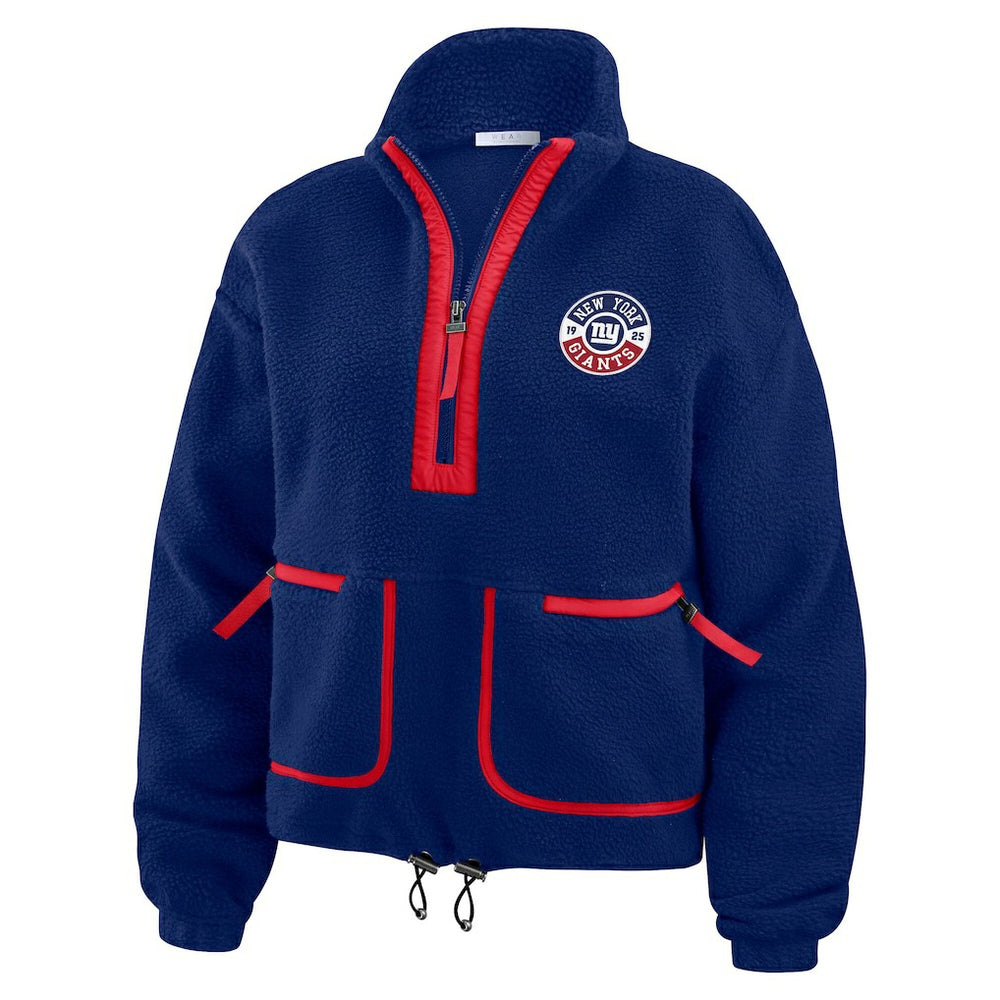 New York Giants WEAR by Erin Andrews Women's Polar Fleece Half-Zip Jacket Royal | NFL
