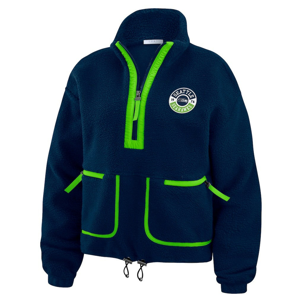 Seattle Seahawks WEAR by Erin Andrews Women's Polar Fleece Half-Zip Jacket College Navy | NFL