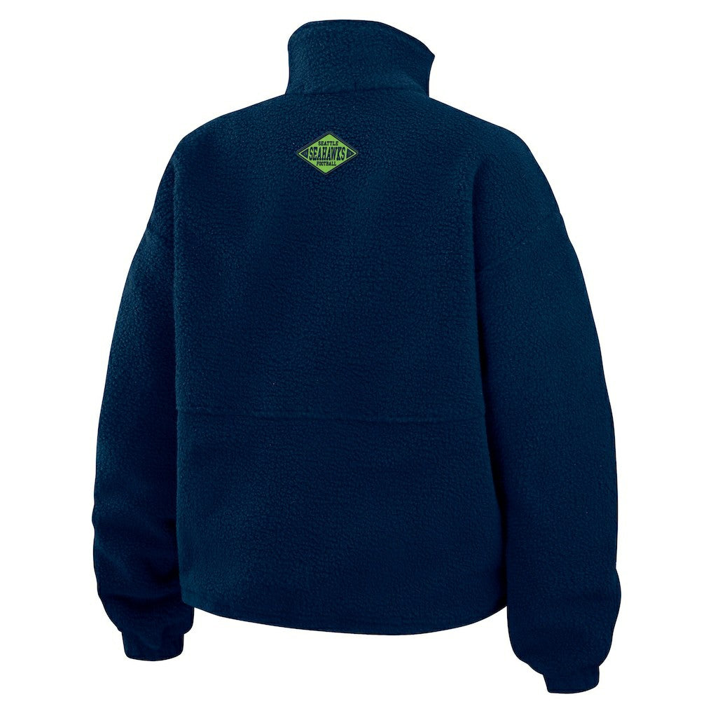 Seattle Seahawks WEAR by Erin Andrews Women's Polar Fleece Half-Zip Jacket College Navy | NFL