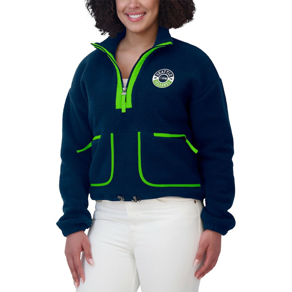 Seattle Seahawks WEAR by Erin Andrews Women's Polar Fleece Half-Zip Jacket College Navy | NFL